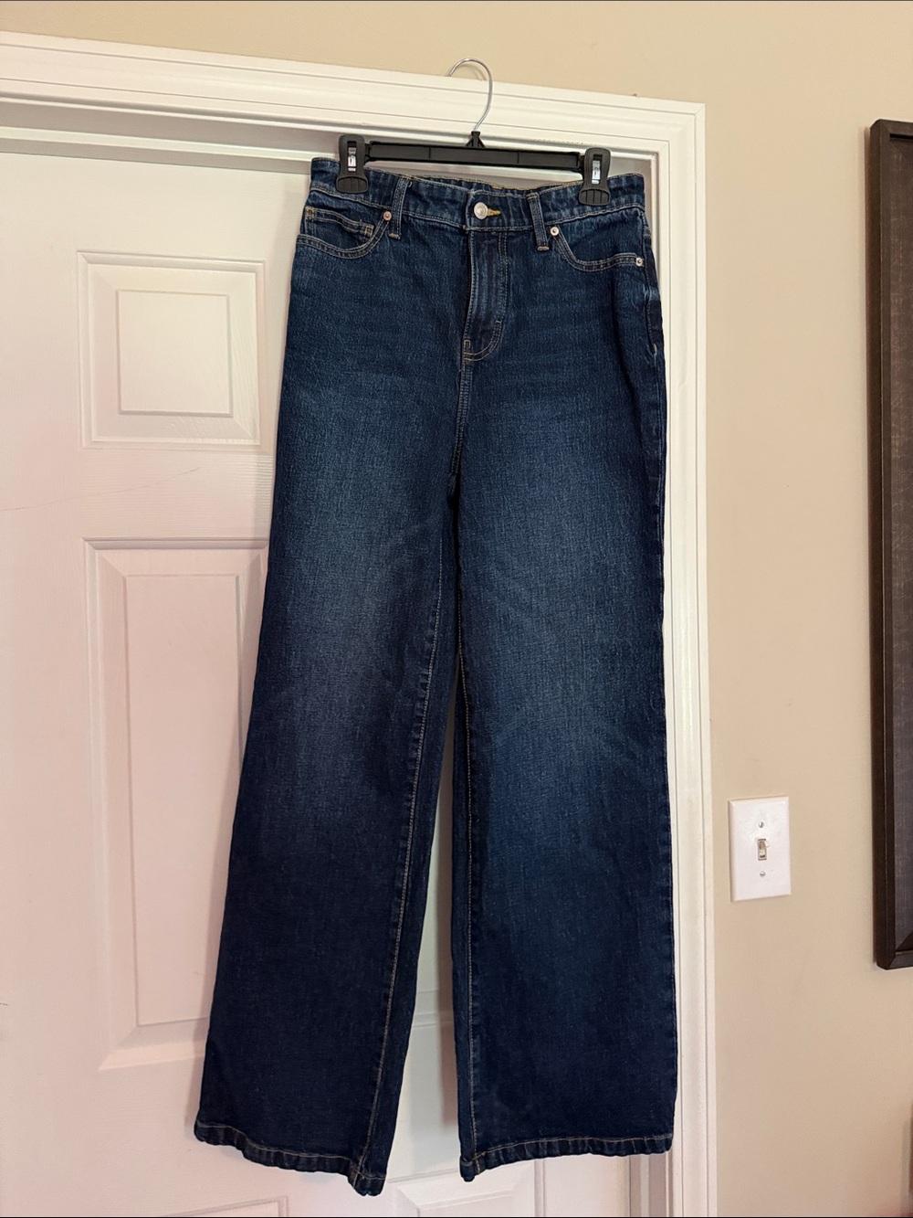 Classic High-Rise Wide Leg Jeans in Dark Blue